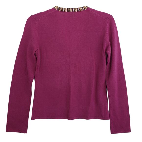 Cullen Women's 100% Cashmere V-neck Sweater, Decorative Neckline, Size Small - Picture 2 of 8